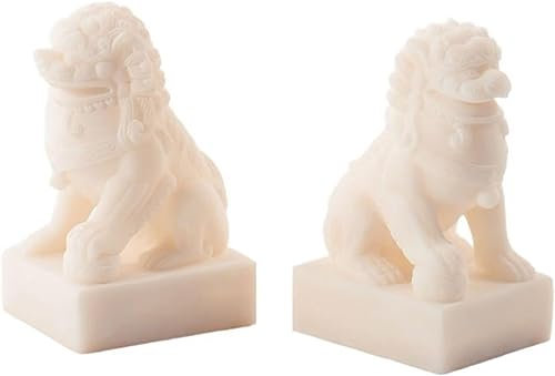 Serre-Livres 1 Paire de Serre-Livres Lion sculpté en grès Exquis Style Chinois Serre-Livres Faits à la Main Serre-Livres Simples Serre-Livres décoratifs Serre Livre