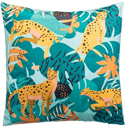 Brandsseller Sofakissen Dschungel 45x45 cm mit Füllung und Reißverschluss Samt Dekokissen Geparden/Grün