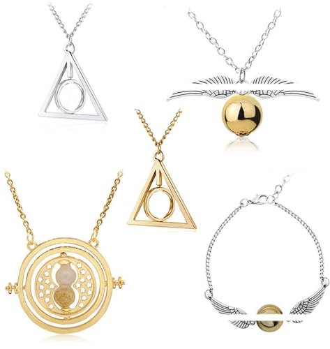 Zaky 5 Stück Sanduhr Dreieck Schnatz Halskette Kette Armband Set Cosplay Kostüm Schmuck Geschenk Männer und Frauen Kreatives Geschenk