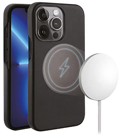 Vivanco Mag Classic Cover, Magnetic Wireless Charging Support für iPhone 13 Pro, schwarz