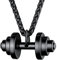 U7 Herren Schwarz Kette mit Krafttraining Hantel Anhänger Halskette Sport Kurzhantelkete Edelstahl Dumbbell Goldkette Fitness Barbell Pendant Necklace Men Hip Hop Modeschmuck für Vatertag