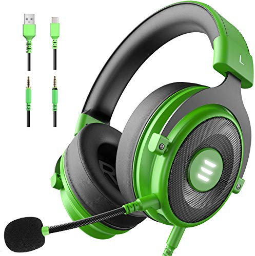 EKSA Gaming Headset, 7.1 Surround Sound PC Headset with Noise Cancelling Microphone, USB & 3.5 mm Audio Jack, LED Light, Super Lightweight Gaming Headphones for PC/Mac/Switch/PS4/PS5/Xbox One