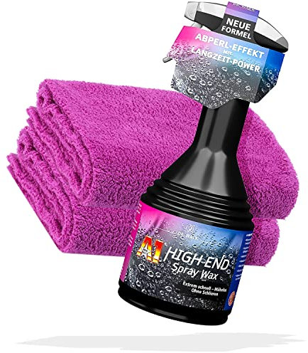 detailmate Dr. Wack Lackreinigung und Pflege Bundle: Dr. Wack A1 HIGH END Spray Wax 500ml Sprühflasche + 2X Edgeless Superflausch Mikrofasertuch 550 GSM