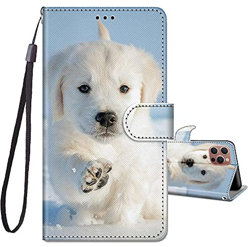 JRIANY for iPhone 14 Pro Max Case 6.7-inch, PU Leather Wallet Case with Card Holder Animal Pattern Cute Design Shockproof Cover Flip Case Compatible with Apple iPhone 14 Pro Max - Dog