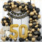 50 Geburtstag Deko, 50. Geburtstag Mann Frauen, 50 Jahr Geburtstagdeko, Happy Birthday Girlande Ballon Schwarz Gold Deko, Deko 50. Geburtstag Konfetti Luftballons, Birthday Party Decorations