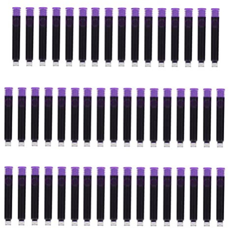 NUOBESTY 100 Pièces d'encre Cartouches d'encre pour Stylo Plume Violet Encre De Stylo Plume Encrer Cartouches De Recharge pour Stylo Norme Courte Automatique Bureau Printemps Plastique