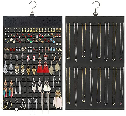 Yanmucy Ohrringhalter Organizer zum Aufhängen hält bis zu 300 Paar Wandhalterung Schmuckaufbewahrung Ohrringhalter für Mädchen und Frauen (Halskettenhalter)