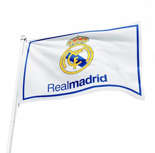 Bandera del Real Madrid de 3 x 5 pies, duradera, para interiores o exteriores, 2 ojales