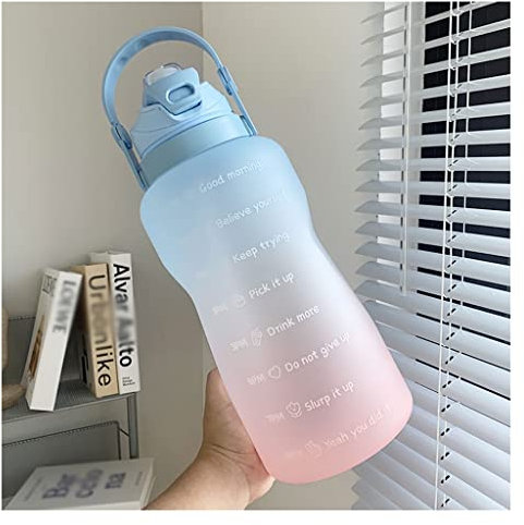 Botellín de Agua Botella de Agua Deportiva Motivación de la botella de agua de gran capacidad con el marcador de tiempo de la aptitud de la aptitud de la aptitud del gradiente de las tazas de plástico