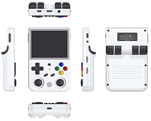MOLVUS Consola de Juegos portátil RG353V de 3,5 Pulgadas, 16G + 64G, 15000 Juegos incorporados, niños Adultos (Blanco)