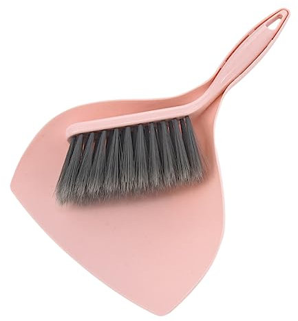 KSIEE Broom and Dust Pan Set, Mini Dustpan and Brush, Pink, Hard Floor Cleaning, Polypropylene