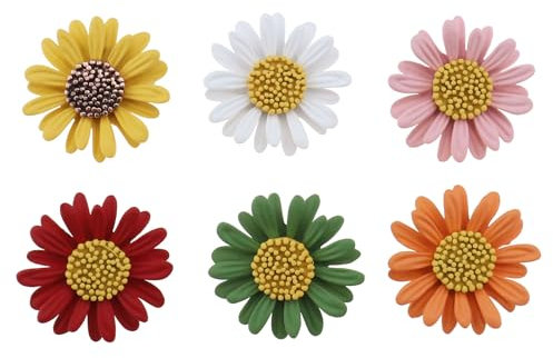 Create idea 6pcs Broche Fleur Marguerite Multicolore Marguerite Fleur Broche Dames Mode Broches Vêtements Accessoires pour Chapeaux Vestes Jeans