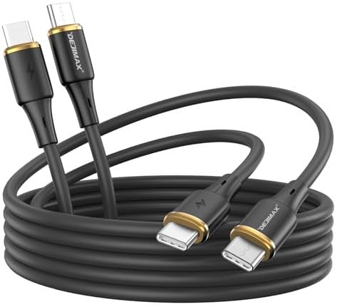 DEJIMAX 2M+2M 60W PD 5A Fast Charge USB C to USB C Charging Cable (2 Pack), Compatible with iPhone 15 Series, MacBook, iPad, Samsung Galaxy, Type-C Android Devices