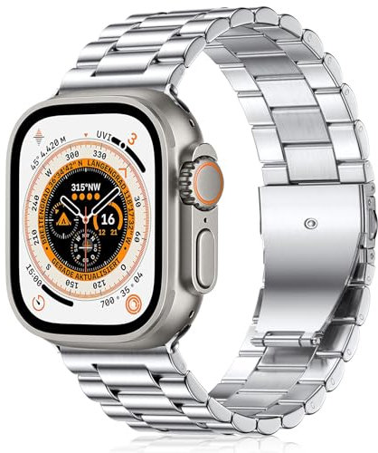 Netolo Metal Band Compatible with Apple Watch Ultra 49mm Band, 24mm Width, Stainless Steel Replacement Strap Compatible Apple Watch Ultra 2/iWatch Ultra Band for Men
