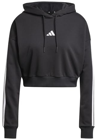 adidas Women's ESSENTIALS 3-STRIPES FRENCH TERRY CROPPED HOODIE