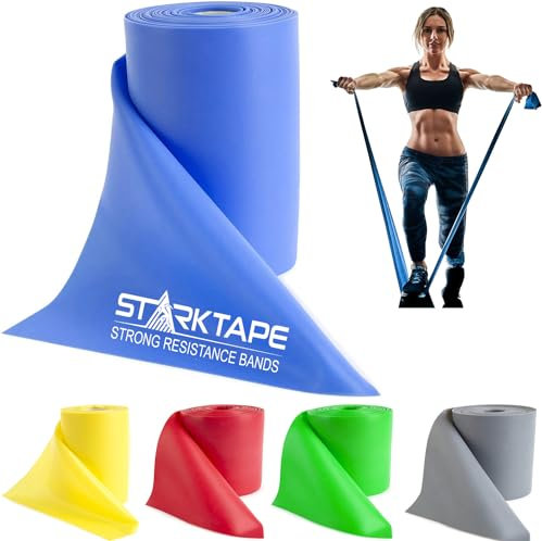 Starktape Resistance Bands Widerstandsbänder Latexfrei – Fitnessbänder für Home-Training, Physiotherapie, Pilates, Krafttraining und Rehabilitation - 46 Meter Blau