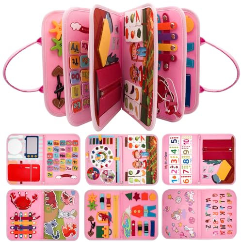 RunHero Busy Board Montessori Spielzeug Baby ab 1 Jahr Quiet Book Activity Board Motorikspielzeug Filzbuch Sensory Spielzeug Geburtstag für 1 2 3 4 5 Jahr Kinder Jungen Mädchen