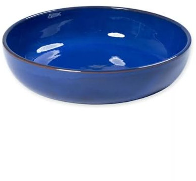 Verano Spanish Ceramics Selena Glaze Hand Dipped Medium & Large Bowls - Home Décor Kitchen Dining Room Café Restaurant Table Fruit Salad Serving Dishware - Blue 30cm