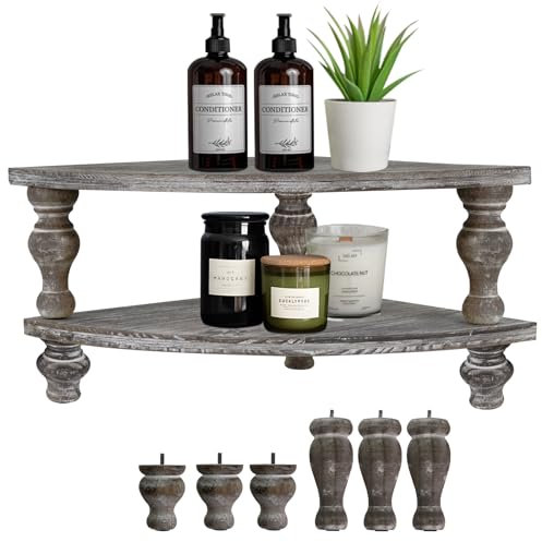 MAONAME Farmhouse Vintage Braun Dispaly Risers Podest Ständer für Badezimmer Dekor, Holz Ecke Theke Tablett für Tisch, Set mit 2 Stück