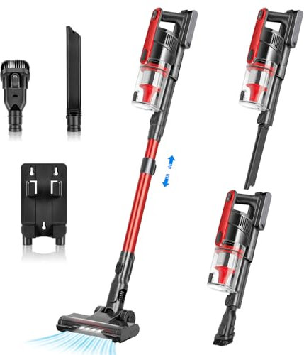 200W/24KPA Aspirateur Balai sans Fil,40 Minutes Autonomie Aspirateur sans Fil Puissant avec 2 Modes, Lumières LED, Aspirateur Balai pour Les Poils d'animaux/Tapis/Sols Durs
