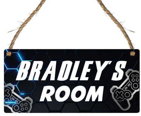 Personalised Gaming Room Sign for Kids - Custom Name Door Plaque - Gamer's Room Decor - 12 Unique Designs - Customised Nameplate for Bedroom Door - Ideal for Boys and Girls (Design 9)