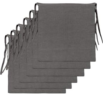 Il Tuo Artigiano Design Lot de 6 coussins pour chaises de cuisine fabriqués en Italie – coussins de chaise 40 x 40 cm, épaisseur 4 cm, tissu coton et polyester, rembourrage en éponge (gris foncé)