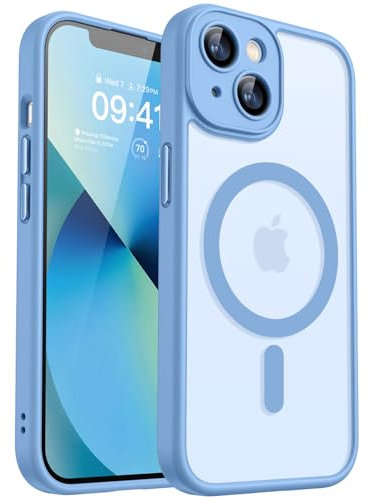 CANSHN 2024 Neu für iPhone 13 Hülle mit Kameraschutz für Magsafe (TOP Militärschutz & Magnetkraft) Extrem Haltbarkeit Hülle iPhone 13 Case Stoßfest, Himmelblau