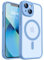 CANSHN Magnetic Compatible with iPhone 13 Case(6.1 Inch), Upgraded [Full Camera Protection] [Compatible with Magsafe] [Translucent Matte] Shockproof Protective Bumper Phone Case Cover - Light Blue