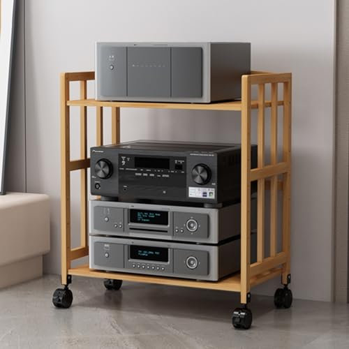 Hifi rack Dvd regal Plattenspieler regal HiFi-Audio-Rack-Schrank für Zuhause,Plattenspieler Tisch mit verstellbaren Ablage,HiFi Regal für Stereoanlagen & Kompaktanlage,Schallplattenspielerhalter(Light