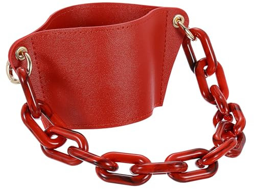 sourcing map Porte-bouteille d'eau avec sangle en acrylique, 160 x 75 mm, en cuir synthétique, porte-gobelet pour café, sac pour bouteille d'eau, sac pour camping, marche, randonnée, rouge