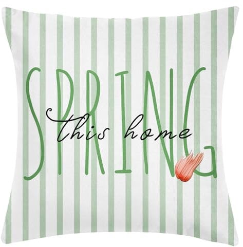 Kissenbezug 40x40 Grüner Frühling Sofakissen Baumwoll und Leinen Dekokissen Quadrat Kissenbezüge mit Reißverschluss Outdoor Kissen- für Wohnzimmer Auto Schlafzimmer