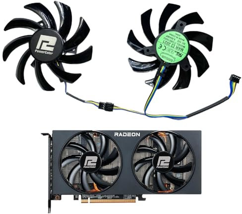 Powercolor FIGHTER RX 5700 5500 5600 6700 6600 XT 6600 Graphics Card GPU Fan (85mm) Replacement Fan for Powercolor Graphics Cards, 4-Pin Graphics Card Cooler, VGA Card Replacement GPU Fan T129215SU