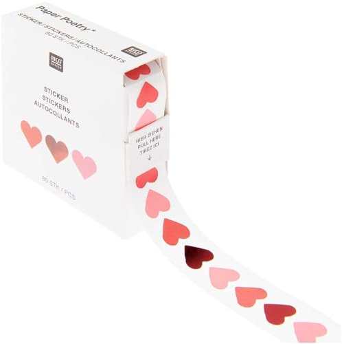 Rico Design Stickerrolle mit 80 Aufkleber Herzen