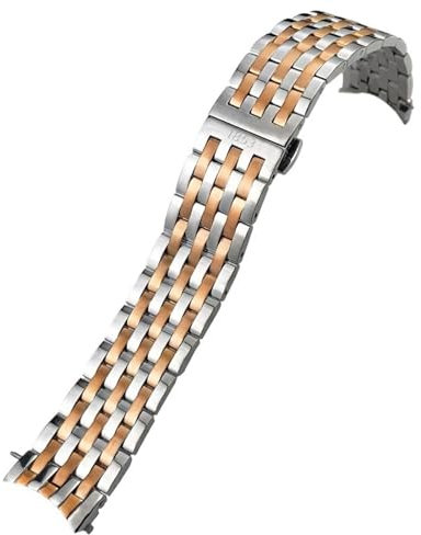 BUDAY Cinturino in acciaio inossidabile 316L da 20 mm per Tissot T097 T097407 T097410A Silvr Braccialetti con cinturino per orologio Strumenti gratuiti Uomo Donna Cinturini(Silver rosegold)