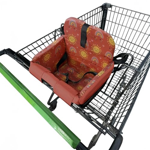 JoSeat Shopping Cart Seat Cover for Baby, High Chair & Grocery Seat Protector, Padded Chair Covers for Restaurant Seats, Unisex Machine Washable Grocery Cart Liner & Swing Insert – Sun & Rainbows