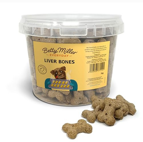 Betty Miller Dog Treats - Liver Bones 1kg - British Baked Dog Biscuits - Liver Treats for Dogs