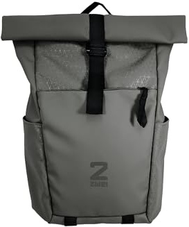 Zwei® Unisex Rucksack JONA JOR350 – Laptop-Rucksack 15 mit Rolltop, Seiteneingriff, Volumenerweiterung, gepolstertem Rücken & Gurten – wasserabweisend & robust für Alltag, Uni & Reisen (stone)