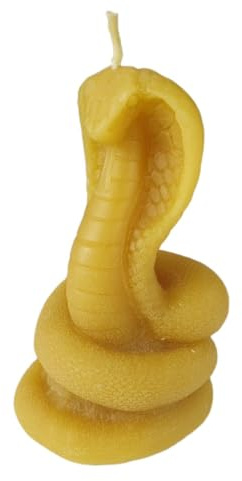 Bienenwachskerze Schlangenkerze Kobra 12 cm aufgerichtet Reptil-Fan — handgegossene Schlangenfigur Spiral-Basis, Made in Germany