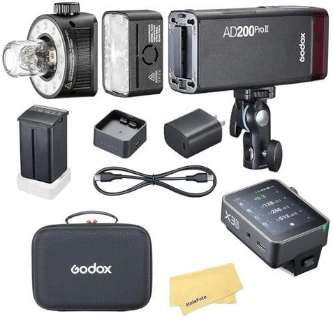 Godox AD200 Pro II Pocket Flash with X3ProS Flash Trigger for Sony Cameras | 2.4G TTL HSS 1/8000 Seconds,500 Full Power Flashes,0.01-1.8s Recycle Time,Bi-Color Modeling Lamp(Godox AD200ProII+X3ProS)