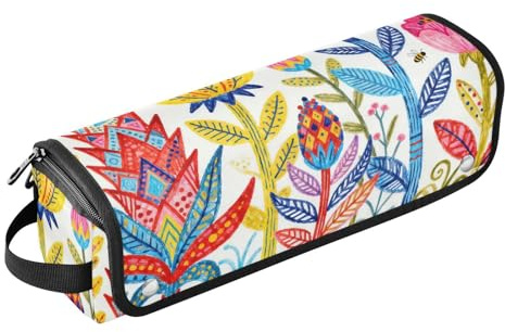 2 in 1 Hair Tools Organizer with Heat Resistant Pad Carrying Case Flat Curling Iron Waterproof Organizer for Hot Tools Curling Iron Flat Irons Hair Volumizer Styler, Fantastic Plants Colorful