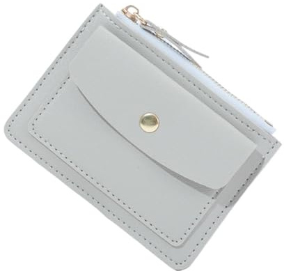 DHYUACN Münztasche Frauen Einfache Brieftasche Weibliche PU Leder Geldbörse Mini Zipper Solide Multi-Kartenhalter Münze Kurze Geldbörsen Dünne Kleine mit Reißverschluss Haspe(Grey)