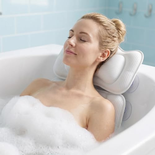 KEIY Bath Pillow For Tub, 2-Piece Head And Back Support, White