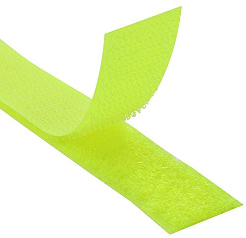 Klebeshop24 KLETTBAND SELBSTKLEBEND | Set Haken & Flausch | Farbe, Länge, Breite wählbar/Neongelb, 20 mm x 3 m