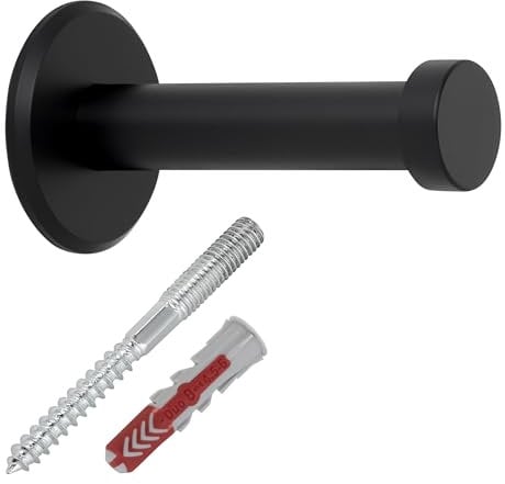 SOTECH Garderobenhaken TALEA Edelstahl massiv schwarz matt (Ø 10/15 mm Länge 50 mm) Wandhaken mit Platte für die Wand-Montage Kleiderhaken inkl. Befestigungsmaterial