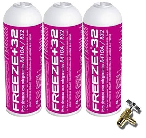 REPORSHOP - 3 bouteilles Gel gaz réfrigérant écologique +32 valve de remplacement 350g + organique R32, R410A