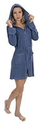 Damen Badejacke Bademantel mit Reißverschluss wewofashion Otto Werner 031 Jeans- Blau (XS)