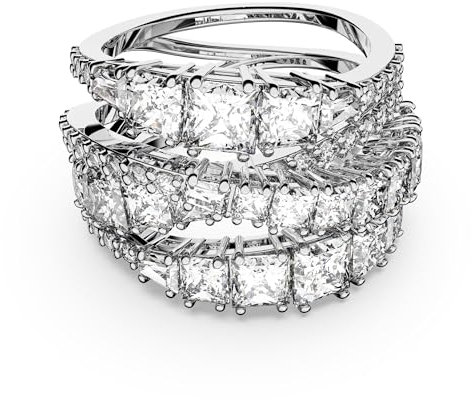 Swarovski Hyperbola Wrap Ring, Verschiedene Schliffe, Weiß, Rhodiniert