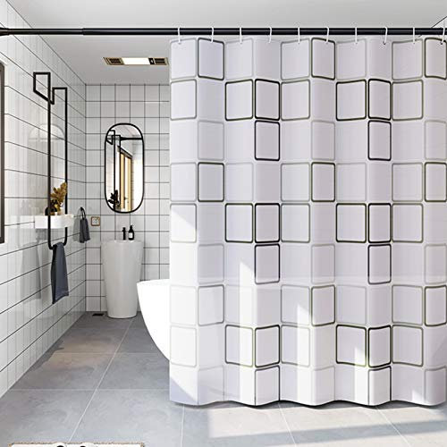 Rideau de Douche,Rideau de douche en polyester,rideau de douche transparent,Lavable Rideau de douche,Anti-moisissure Rideau de douche,Rideaux de Douche Blanc en Tissu,Rideau Douche Salle (180*200CM)