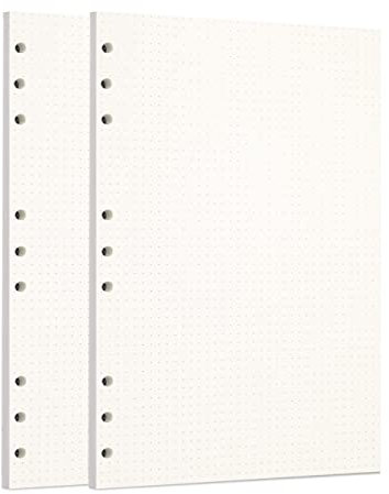 Zelten Lose-Blatt-Lochpapier-Nachfüllpackungen Papier für 6-Loch-Binder Persönlicher Organizer Tagebuch Notizbuch Nachfüllbarer Planer, Dotted, B5/9 Hole