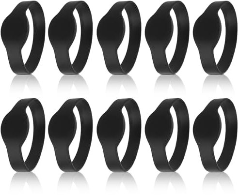 10Pcs Bracelets RFID, Carte à Puce étanche pour Bracelet Silicone 13.56 MHz Utilisé pour Contrôle D'accès Piscine Sauna Salle Centres de Bain à Pied, Clubs Sauna, Clubs Fitness (Noir)